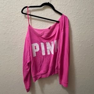 PINK cropped off the shoulder sweatshirt